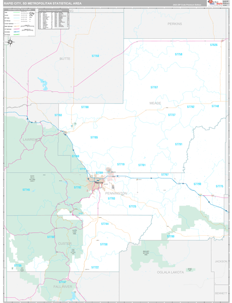 Rapid City Metro Area Wall Map